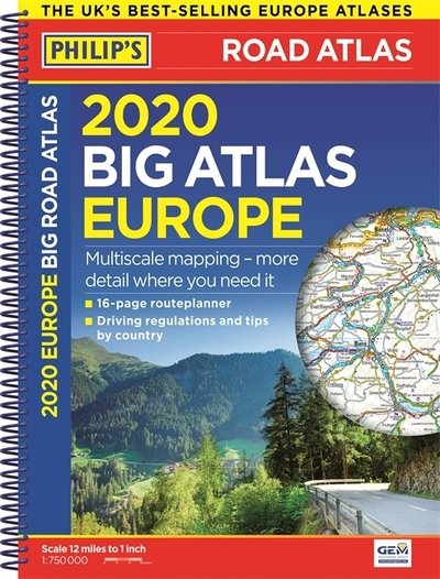 Cover for Philip's Maps · 2020 Philip's Big Road Atlas Europe: (A3 Spiral binding) - Philips Road Atlas (Paperback Bog) (2019)