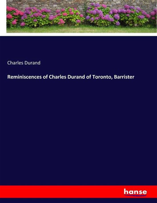 Cover for Durand · Reminiscences of Charles Durand (Bok) (2017)