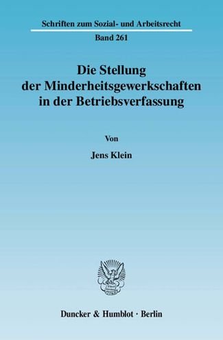 Cover for J. Klein · Stellung d.Minderheitsgewerk. (Book) (2007)