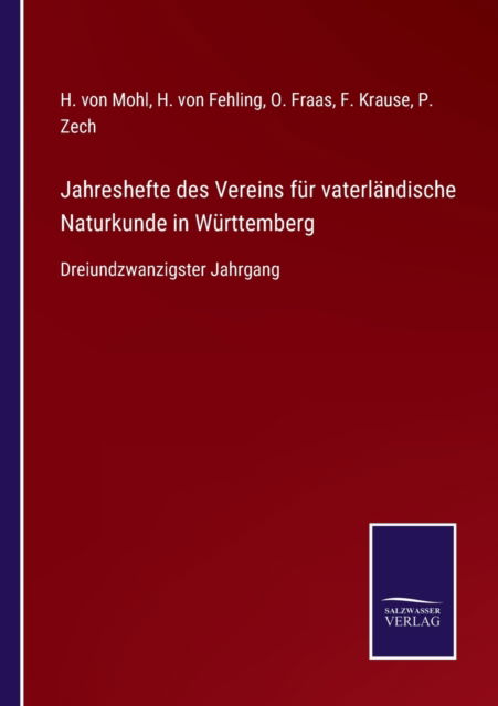 Cover for H Von Mohl · Jahreshefte des Vereins fur vaterlandische Naturkunde in Wurttemberg (Paperback Book) (2021)