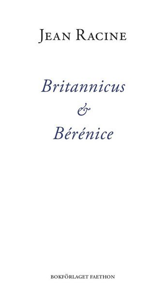 Cover for Roland Barthes · Britannicus &amp; Bérénice (Book) (2020)