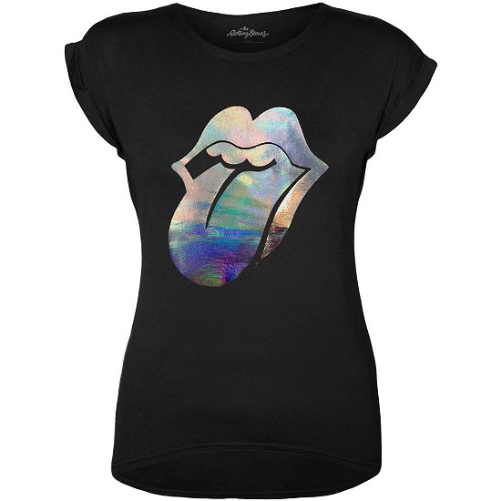 The Rolling Stones Ladies T-Shirt: Foil Tongue (Embellished) - The Rolling Stones - Koopwaar - Bravado - 5056170601009 - 