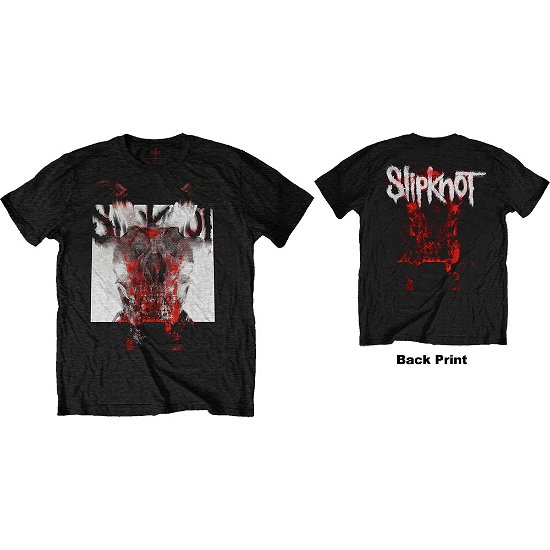 Slipknot Unisex T-Shirt: Devil Single - Logo Blur (Back Print) - Slipknot - Merchandise - MERCHANDISE - 5056170669009 - 30. december 2019