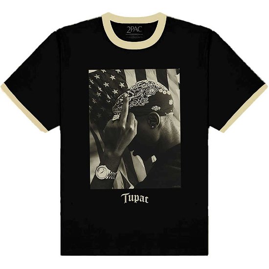 Tupac Unisex Ringer T-Shirt: Flag Photo - Tupac - Merchandise -  - 5056561029009 - 
