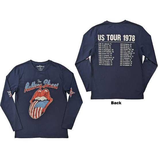 The Rolling Stones Unisex Long Sleeve T-Shirt: US Tour '78 (Back & Sleeve Print) - The Rolling Stones - Koopwaar -  - 5056561090009 - 