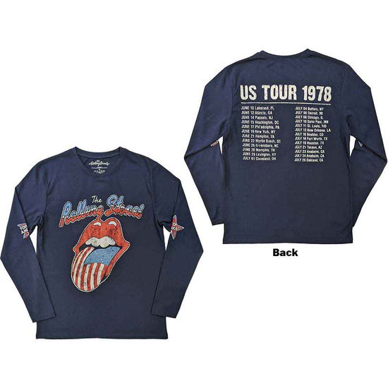 The Rolling Stones Unisex Long Sleeve T-Shirt: US Tour '78 (Back & Sleeve Print) - The Rolling Stones - Marchandise -  - 5056561090009 - 