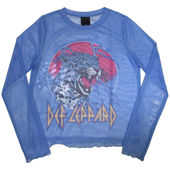 Def Leppard Ladies Long Sleeve T-Shirt: Lightning Leopard (Mesh) - Def Leppard - Koopwaar -  - 5056737237009 - 