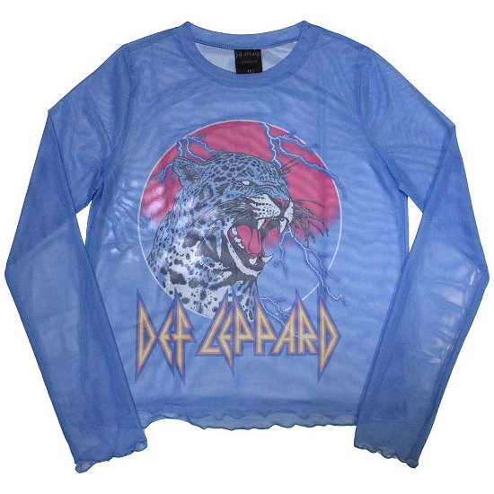 Def Leppard Ladies Long Sleeve T-Shirt: Lightning Leopard (Mesh) - Def Leppard - Merchandise -  - 5056737237009 - 