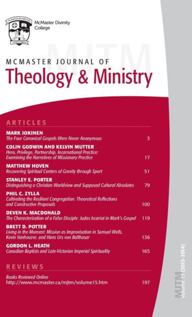 Cover for Lois Dow · McMaster Journal of Theology and Ministry (N/A) (2015)
