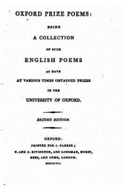 Cover for Oxford · Oxford Prize Poems, Being a Collection of Such English Poems (Pocketbok) (2016)