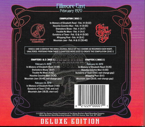 Bear's Sonic Journals: Fillmore East February - Allman Brothers Band - Musiikki - ALLMAN BROTHERS - 0821229000011 - perjantai 18. kesäkuuta 2021