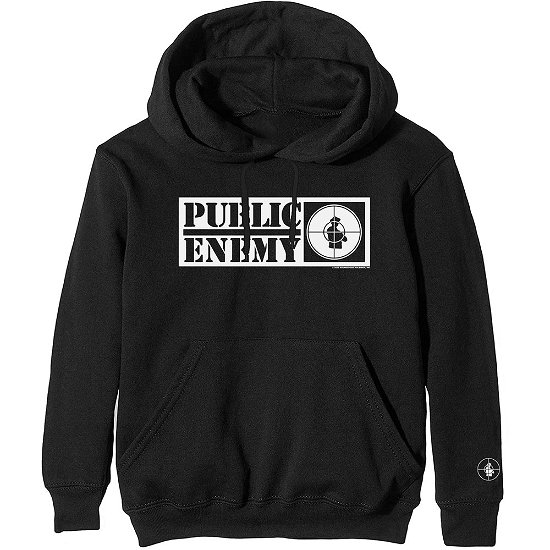Public Enemy Unisex Pullover Hoodie: Crosshairs Logo (Sleeve Print) - Public Enemy - Koopwaar -  - 5056368649011 - 