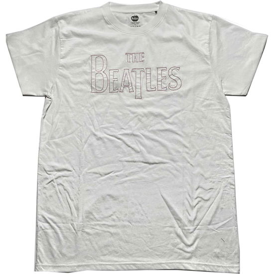 The Beatles Unisex T-Shirt: Drop T Embroidered (Embellished) - The Beatles - Mercancía -  - 5056561053011 - 