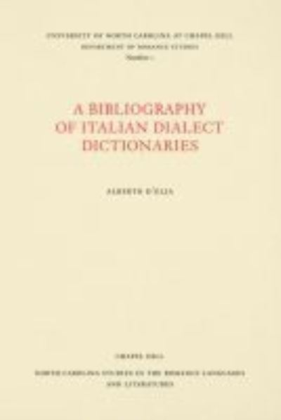 Cover for Alberto D'Elia · A Bibliography of Italian Dialect Dictionaries (Paperback Book) (1940)