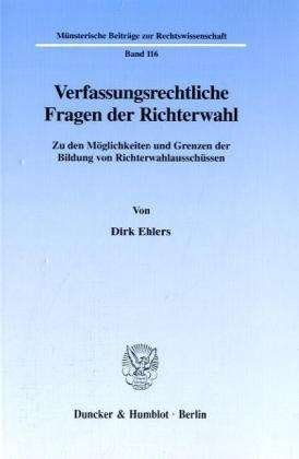 Cover for Ehlers · Verfassungsrechtliche Fragen der (Bog) (1998)