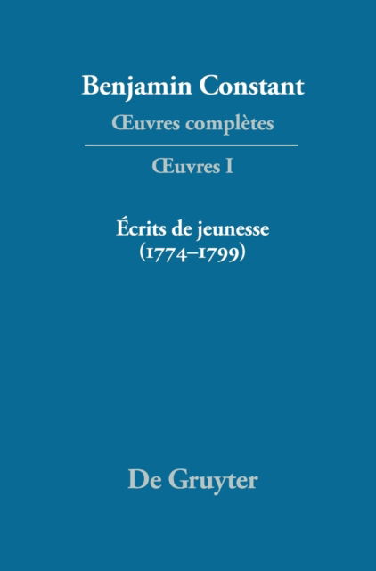 Cover for Benjamin Constant · Ecrits de jeunesse, 1774-1799 (Book) (1998)