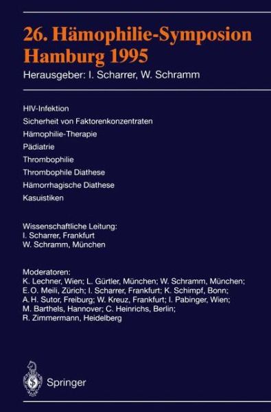 Cover for Inge Scharrer · 26. Hamophilie-Symposion (Paperback Bog) (1996)