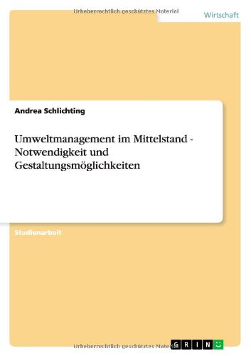 Cover for Schlichting · Umweltmanagement im Mittels (Book) [German edition] (2011)