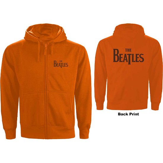 Beatles (The): Drop T Logo Zipped Orange (Back Print) (Felpa Con Cappuccio Unisex Tg. S) - The Beatles - Koopwaar -  - 5056170667012 - 