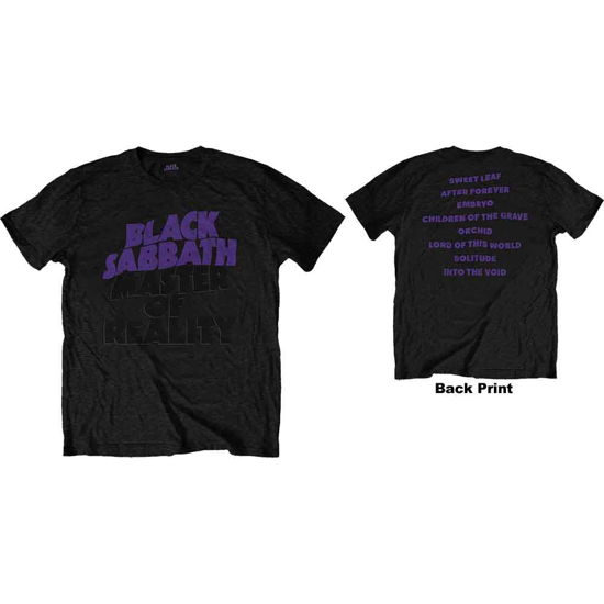 Black Sabbath Unisex T-Shirt: Masters of Reality Album (Back Print) - Black Sabbath - Marchandise - ROCK OFF - 5056170670012 - 