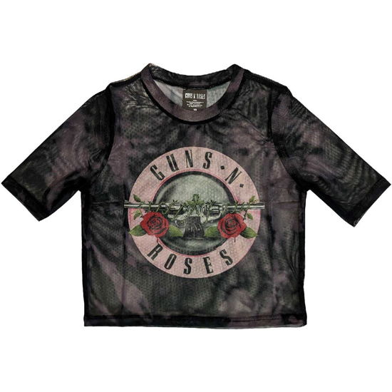 Guns N' Roses Ladies Crop Top: Pink Tint Bullet Logo (Mesh) (XX-Small) - Guns N Roses - Merchandise -  - 5056561085012 - 