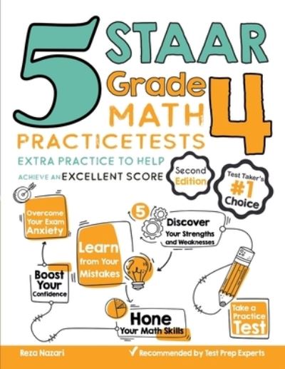 Cover for Reza Nazari · 5 STAAR Grade 4 Math Practice Tests (Paperback Book) (2020)