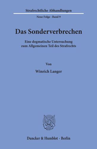 Cover for Langer · Das Sonderverbrechen. (Book) (1972)