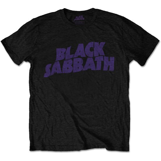 Black Sabbath Unisex T-Shirt: Wavy Logo Vintage - Black Sabbath - Merchandise - ROFF - 5055295357013 - June 9, 2014