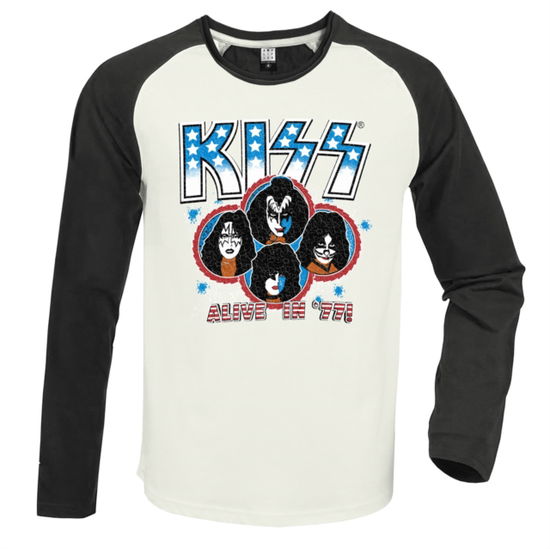 Kiss Alive In 77 Vintage White / Charcoal Small Baseball Jersey - Kiss - Merchandise - AMPLIFIED - 5056770006013 - October 21, 2024