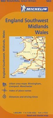 Cover for Michelin Travel &amp; Lifestyle · Wales / West Country / Midlands (Maps / Regional (Michelin)) (Map) [10th edition] (2018)