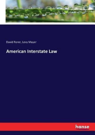 Cover for David Rorer · American Interstate Law (Paperback Book) (2017)