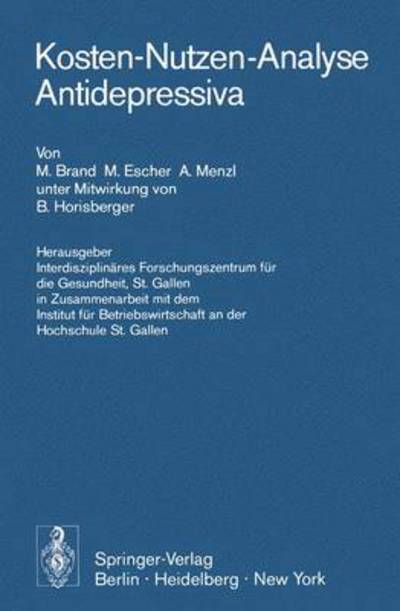 Cover for M. Brand · Kosten-Nutzen-Analyse Antidepressiva (Paperback Book) [German edition] (1975)
