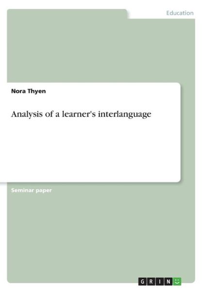 Cover for Thyen · Analysis of a learner's interlang (Buch) (2016)