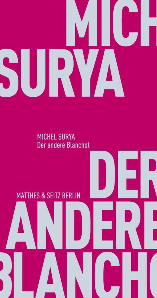 Cover for Surya · Der andere Blanchot (Book)