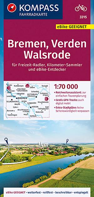 KOMPASS Fahrradkarte 3315 Bremen, Verden, Walsrode 1:70.000 - KOMPASS-Karten GmbH - Books - Kompass Karten GmbH - 9783991211013 - May 6, 2021