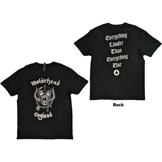 Motorhead Unisex T-Shirt: England (Back Print) - Motörhead - Merchandise - ROFF - 5055295347014 - May 13, 2013