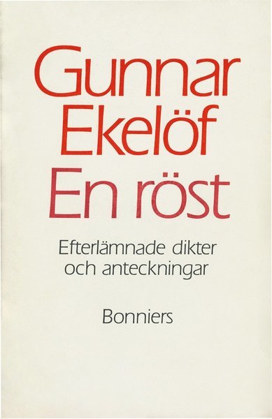 Cover for Gunnar Ekelöf · En röst : efterlämnade dikter och anteckningar (ePUB) (2013)