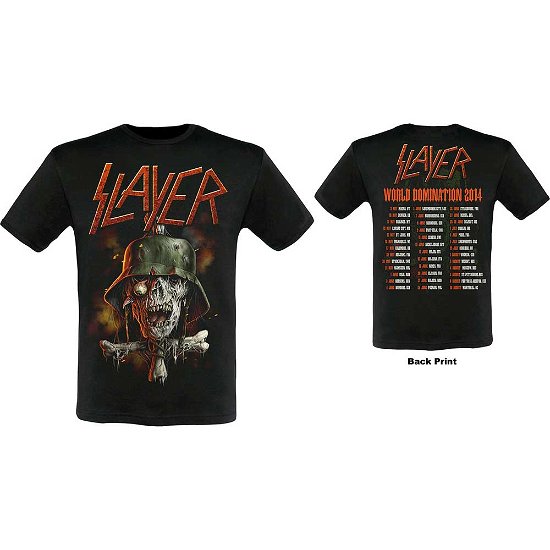 Slayer Unisex T-Shirt: Soldier Cross 2014 Dates (Back Print / Ex. Tour) - Slayer - Merchandise - Global - Apparel - 5056170653015 - 