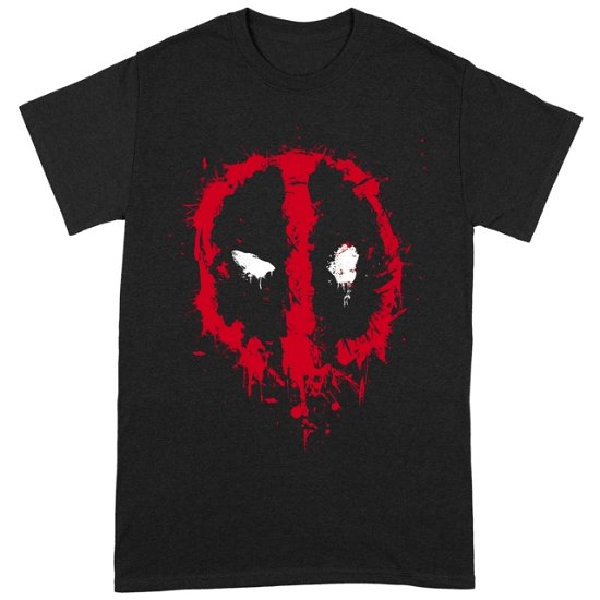 Splat Face Large Black T-Shirt - Deadpool - Merchandise - BRANDS IN - 5057736988015 - 26. september 2023