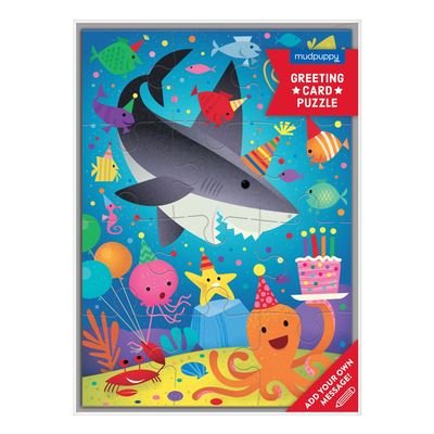 Shark Party Greeting Card Puzzle - Mudpuppy - Brætspil - Galison - 9780735379015 - 20. juli 2023