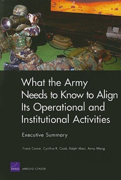 Cover for Frank Camm · What the Army Needs to Know to Align its Operational and Institutional Activities: Executive Summary (Paperback Book) (2007)