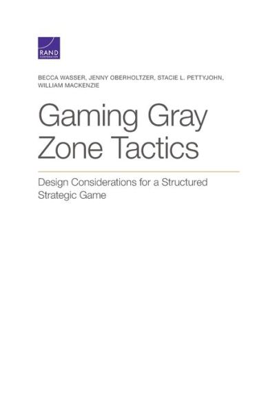 Cover for Becca Wasser · Gaming Gray Zone Tactics: Design Considerations for a Structured Strategic Game (Paperback Book) (2020)