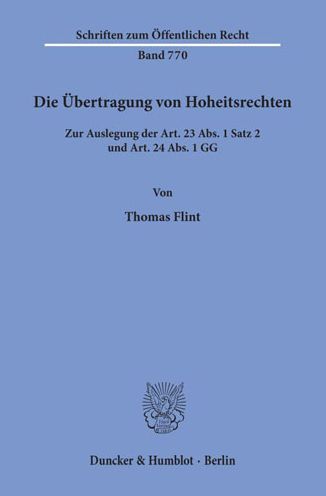 Cover for Flint · Die Übertragung von Hoheitsrechte (Book) (1998)