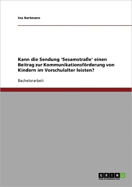 Cover for Hartmann · Kann die Sendung 'Sesamstraße' (Bog) [German edition] (2013)