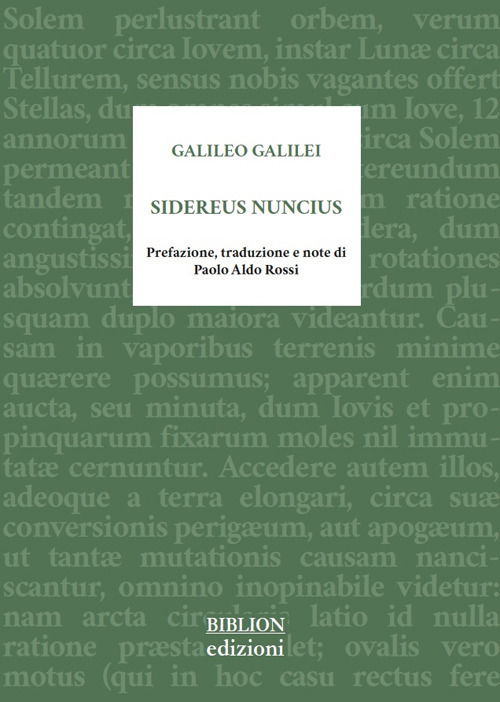 Cover for Galileo Galilei · Sidereus Nuncius. Testo Latino A Fronte (Book)