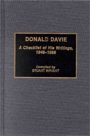 Cover for Stuart Wright · Donald Davie: A Checklist of His Writings, 1946-1988 - Bibliographies and Indexes in World Literature (Hardcover Book) [Annotated edition] (1991)