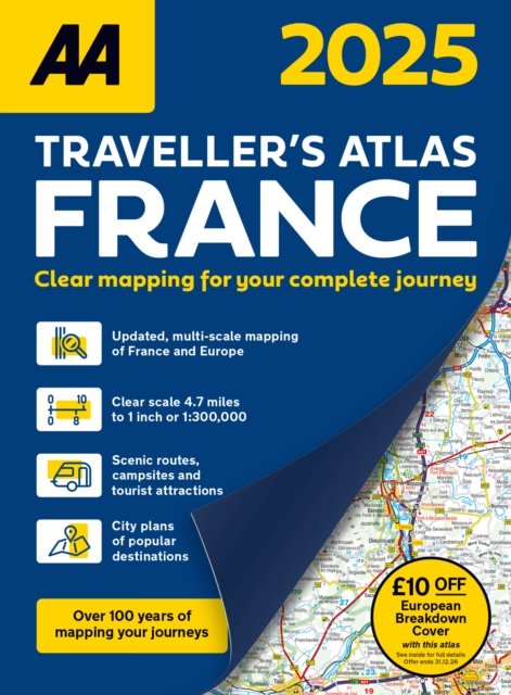 Cover for AA Traveller's Atlas France 2025 - AA Road Atlas (Paperback Book) [2 New edition] (2024)