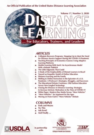 Cover for Michael Simonson · Distance Learning Volume 17 Issue 3 2020 (Paperback Book) (2021)