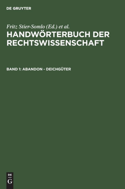 Cover for Fritz Stier-Somlo · Abandon - Deichgüter (Book) (1926)