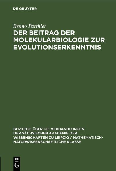 Cover for Benno Parthier · Beitrag der Molekularbiologie Zur Evolutionserkenntnis (Book) (1984)